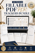 100 Premium Fillable PDF PLR Trackers Bundle White Label Templates • Editable • Ready to Sell